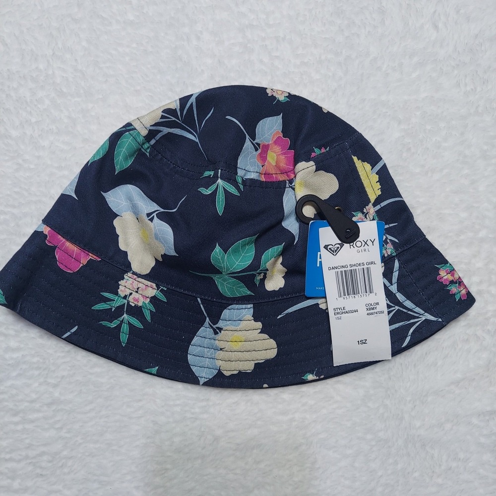 Roxy Bucket Hat Girl 1SZ Blue New Floral Dancing Shoes ERGHA03244